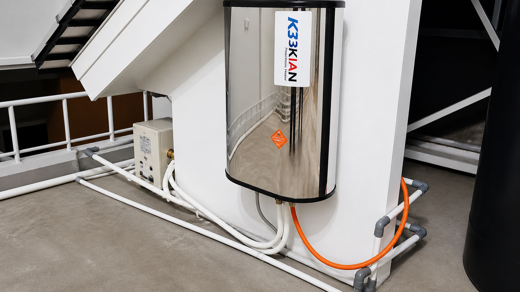 Pemasangan Water Heater dengan memanfaatkan outdoor Ac